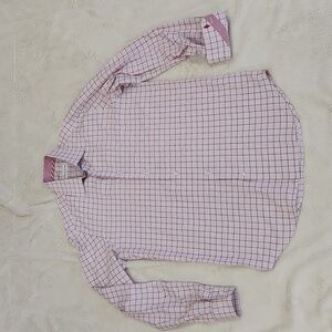 Robert Graham Red and White Plaid Long-Sleeve Button Down Shirt | Size 39 Large